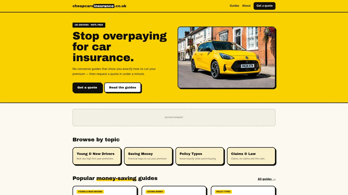Cheap Car Insurance landing page