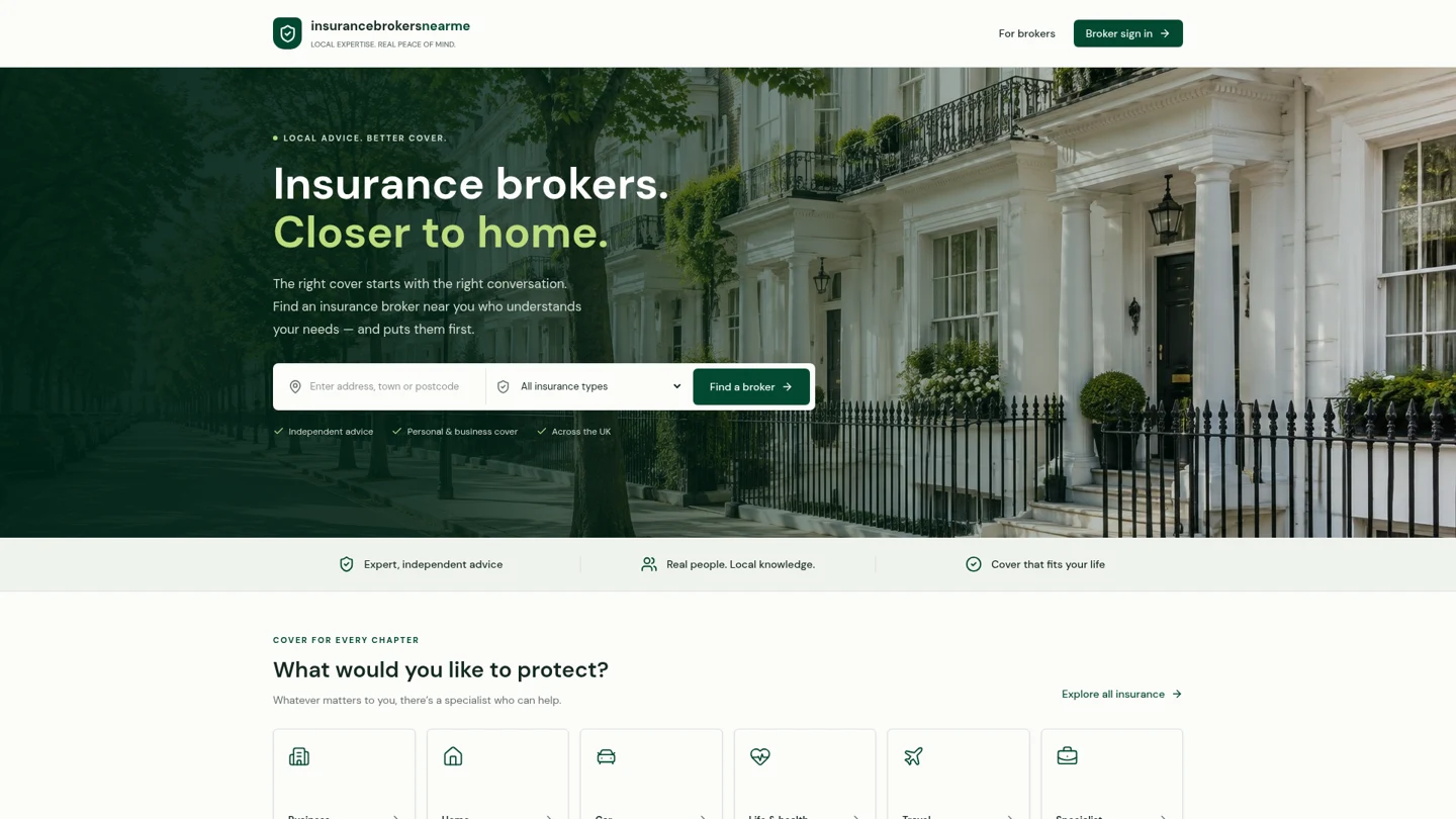 Insure Connect UK landing page